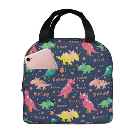 Insulated Lunch Bag for Women Men - colorful Dinosaur pink Leakproof Cooler Lunch Box for Women Men  Lunch Tote Bags for Work School Picnic Travel