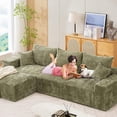 thumbnail image 6 of Modular L-Shaped Cloud Sofa – 110" Convertible Chenille Sectional w/Ottomans, Washable & No Assembly, 6 of 9
