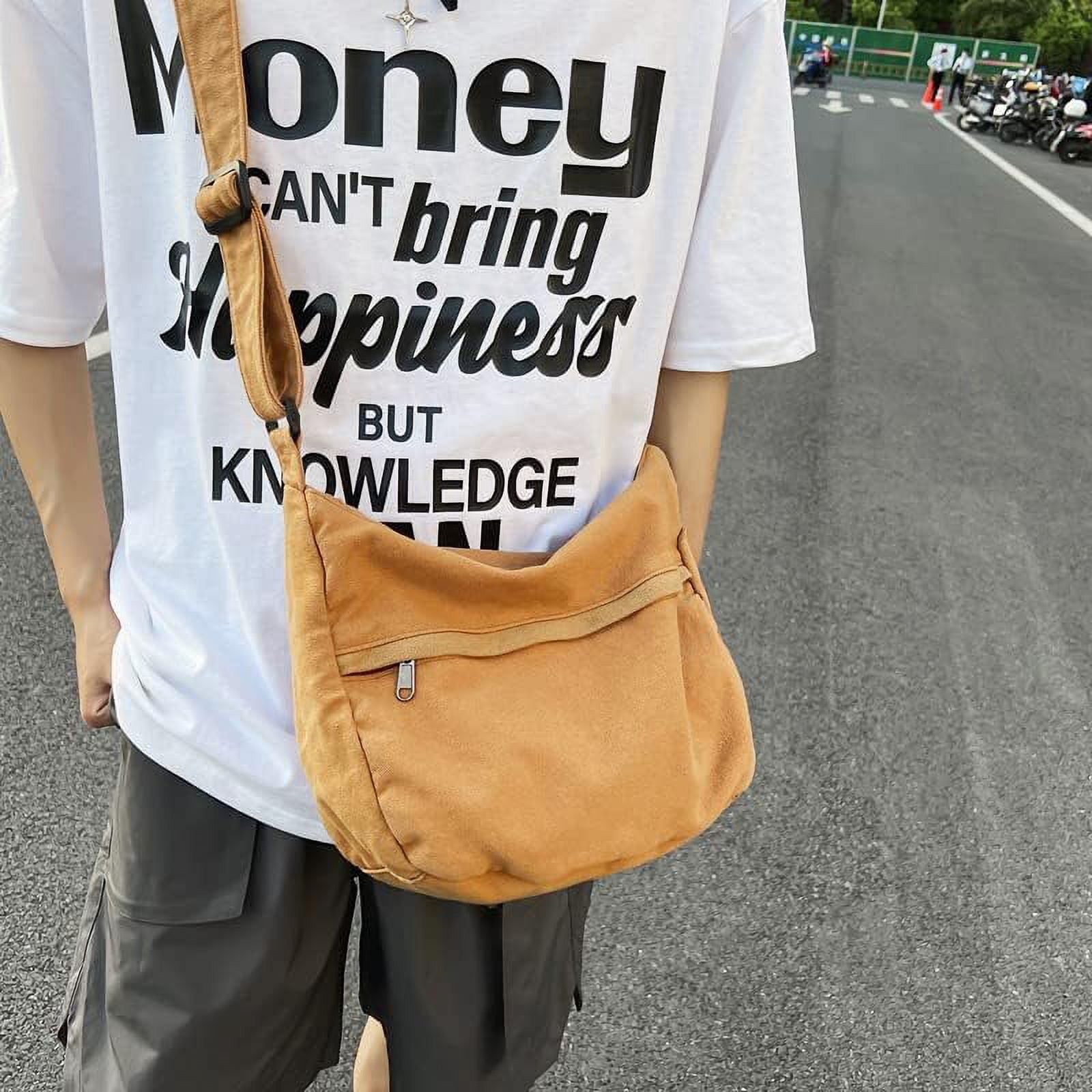 Canvas Messenger Bag Hobo Crossbody Bag for Women Shoulder Tote Handbag Vintage Aesthetic Travel Work