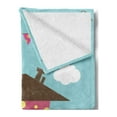 thumbnail image 2 of Saying Soft Flannel Fleece Throw Blanket, Cozy Town House with Polka Dots on Green Grass with Sign and Floral Flags, Cozy Plush for Indoor and Outdoor Use, 50" x 70", Multicolor, by Ambesonne, 2 of 5