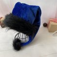 thumbnail image 5 of Gorro de Papá Noel de peluche para niños y adultos, borde negro, gorro navideño, gorro de Navidad, alta calidad, decoración de fiesta, Halloween, 75 cm, 5 of 5