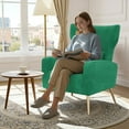 thumbnail image 4 of Daluvenix Velvet Accent Chair for Living Room, Modern Arm Chair with Pillow, Single Sofa Lounge Chair for Bedroom & Reading Room, Green, 4 of 8