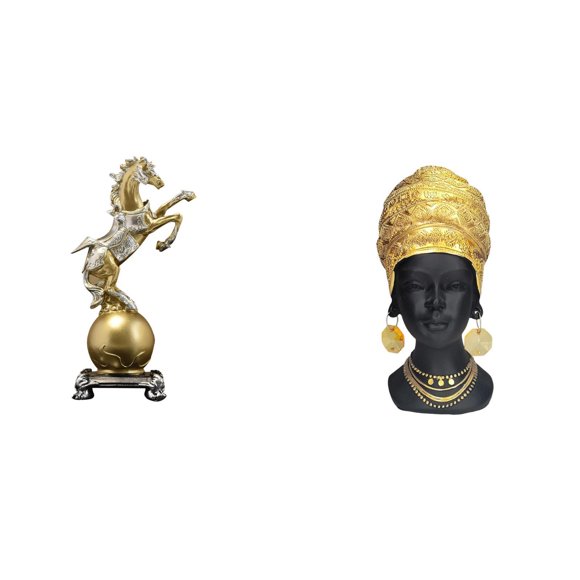 Estatua de mujer africana, figura de escritorio, estatua de caballo de resina, adorno decorativo para estante de escritorio, ideal para regalar, decor