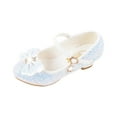thumbnail image 4 of Mepaouo Girls Dress Mary Jane Pumps Bow Low Heels Party Wedding Princess Shoes for Little Kids(White,26), 4 of 9