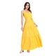 thumbnail image 5 of Mujer Verano Bohemio Floral Casual Abrigo Cuello en V Ruffle Cap Cinturón sin mangas A-line Dobladillo plisado Swing Midi Sun Dress, Amarillo, 2xl Feliz Sencillez, 5 of 5