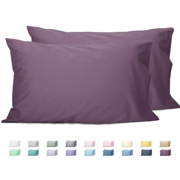 Juego de fundas de almohada con diseño de girasol, 100% algodón, tamaño queen, color morado, x2