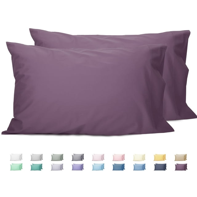 Juego de fundas de almohada con diseño de girasol, 100% algodón, tamaño queen, color morado, x2