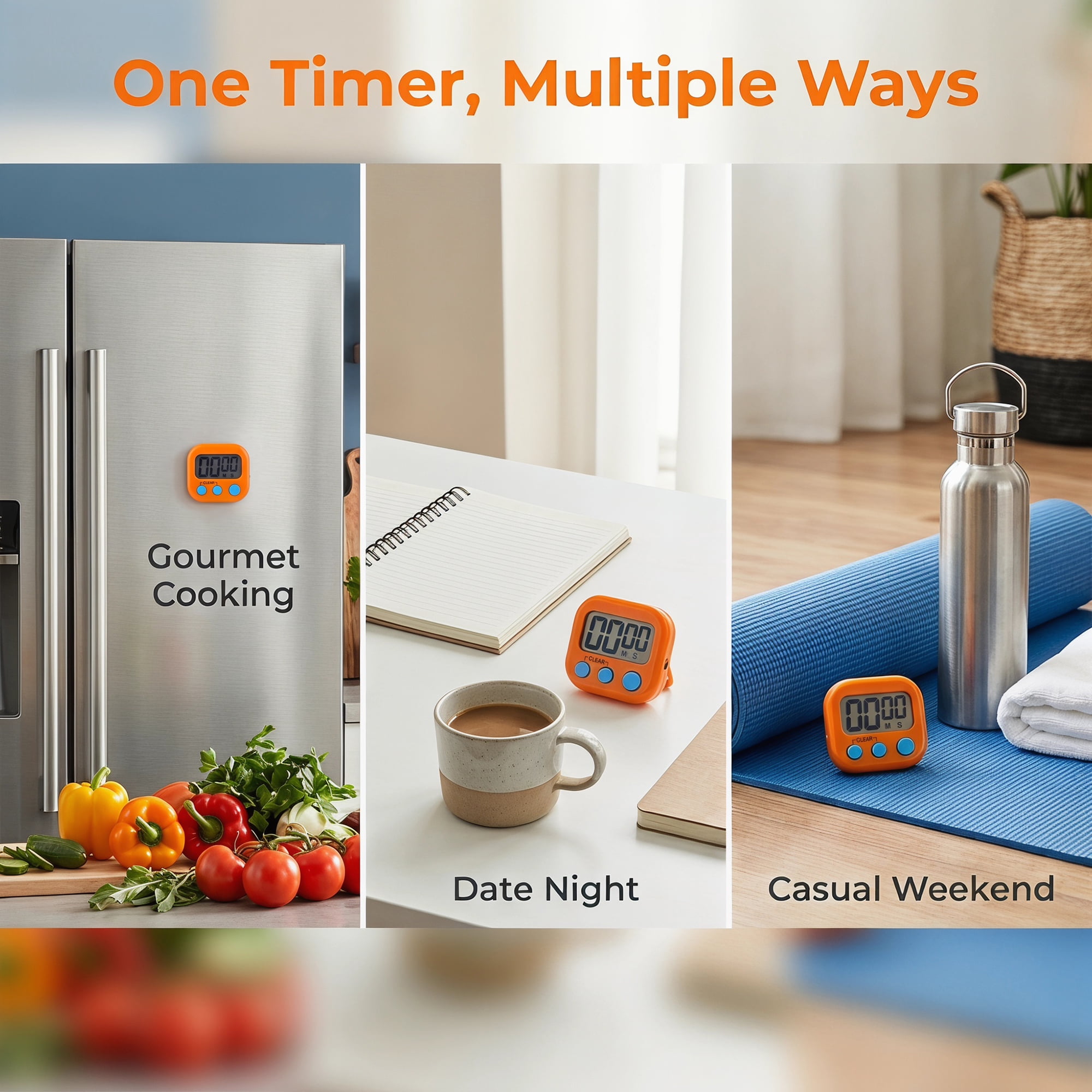 Unique Bargains Loud Alarm Magnetic Backing Kitchen Timer for Cooking Orange