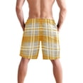 thumbnail image 3 of Dailycode Men's Quick Dry Swim Trunks Beach Shorts Casual Summer Board Shorts with Pockets, Amber Cream Plaid, 3 of 8