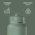 thumbnail image 4 of Hydrapeak 32oz Sport Insulated Water Bottle with Straw & Chug Lid, Leak & Spill Proof, Keeps Drinks Cold for 24 Hours, Hot for 12 Hours, Premium Stainless Steel Water Bottles (32oz, Sage Leaf), 4 of 6