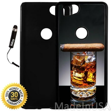Custom Google Pixel 2 Case (Cuban Cigar and Whiskey) Plastic Black Cover Ultra Slim | Lightweight | Includes Stylus Pen by