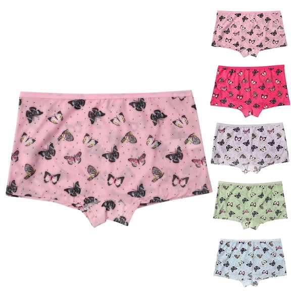 Purcolt Girls' Cartoon Print Underwear Shorts Comfy Breathable Cotton Big Girls Undies Elastic Waist Boyshorts for 1-12 Years