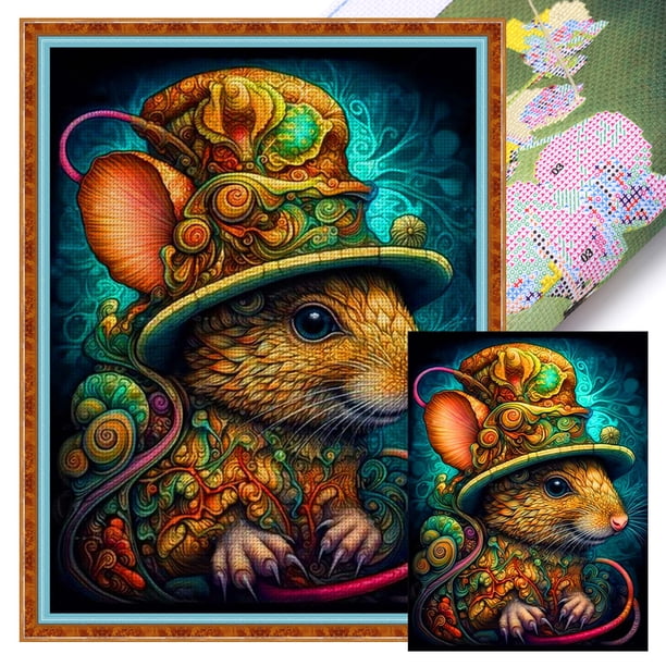 Kit Punto Cruz Con Ratón Hilo Algodón Ecológico Bordado 11CT Obra Arte