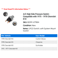 thumbnail image 2 of A/C High Side Pressure Switch - Compatible with 1975 - 1978 Chevy K10 1976 1977, 2 of 2