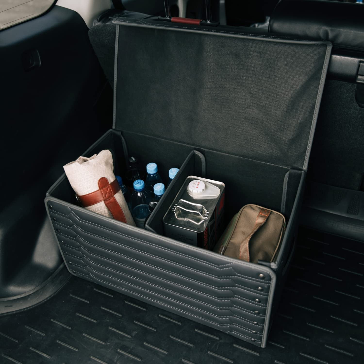 Car Organizer BLACK/RED Heavy Duty Travel Bag Waterproof PU Leather  Portable Cargo Seat Back Trunk Organizer Trunk Storage 
