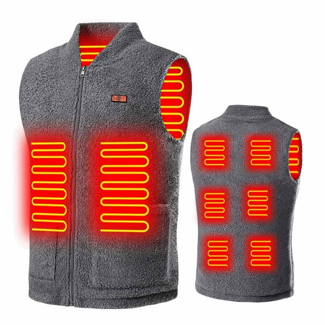 ZQGJB Rollbacks Men Fleece Heated Vest, 8 Heating Zones, USB Smart Electric Heating Vest