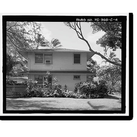 Historic Print, U.S. Naval Base, Pearl Harbor, Naval Housing Area Makalapa, Senior Officers' Quarters Type C, North end of Makalapa Drive, Pearl City, Honolulu County, HI - 4, 18" x 24"