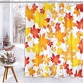 thumbnail image 1 of Rideau de Douche Automne, Rideaux de Douche Feuilles d'Érable Automne pour Salle de Bain, Décoration de Jour de l'Action de Grâce Récolte Tissu Imperméable avec Crochets 72x72 Pouces, 1 of 6