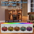 thumbnail image 3 of 47 Inch Modern Wine Bar Cabinet with LED Lighting, Freestanding Sideboard Storage with Wine Racks and Glass Holders, Tempered Glass Doors for Living Room Kitchen Dining Room, Walnut Black, 3 of 6