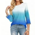 thumbnail image 3 of FNFYFH Womens Plus Size 3/4 Sleeve Tops Gradient Crew Neck T-shirt Loose Fit Summer Tee Tunic Top, 3 of 6