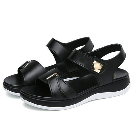 

absuyy Womens Flat Sandals- Open Toe Casual Summer Slide Sandals #823 Black
