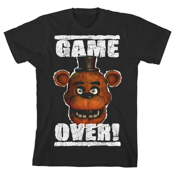 Five Nights at Freddy's Game Over Freddy Face Boy's Black T-shirt-M