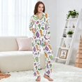 thumbnail image 4 of FORMRS Womens Pajama Set Long Sleeve Top and Pants with Pockets Soft Comfy Lounge Sleepwear, Sizes S-2XL, Purple Vegetables Pattern, 4 of 7