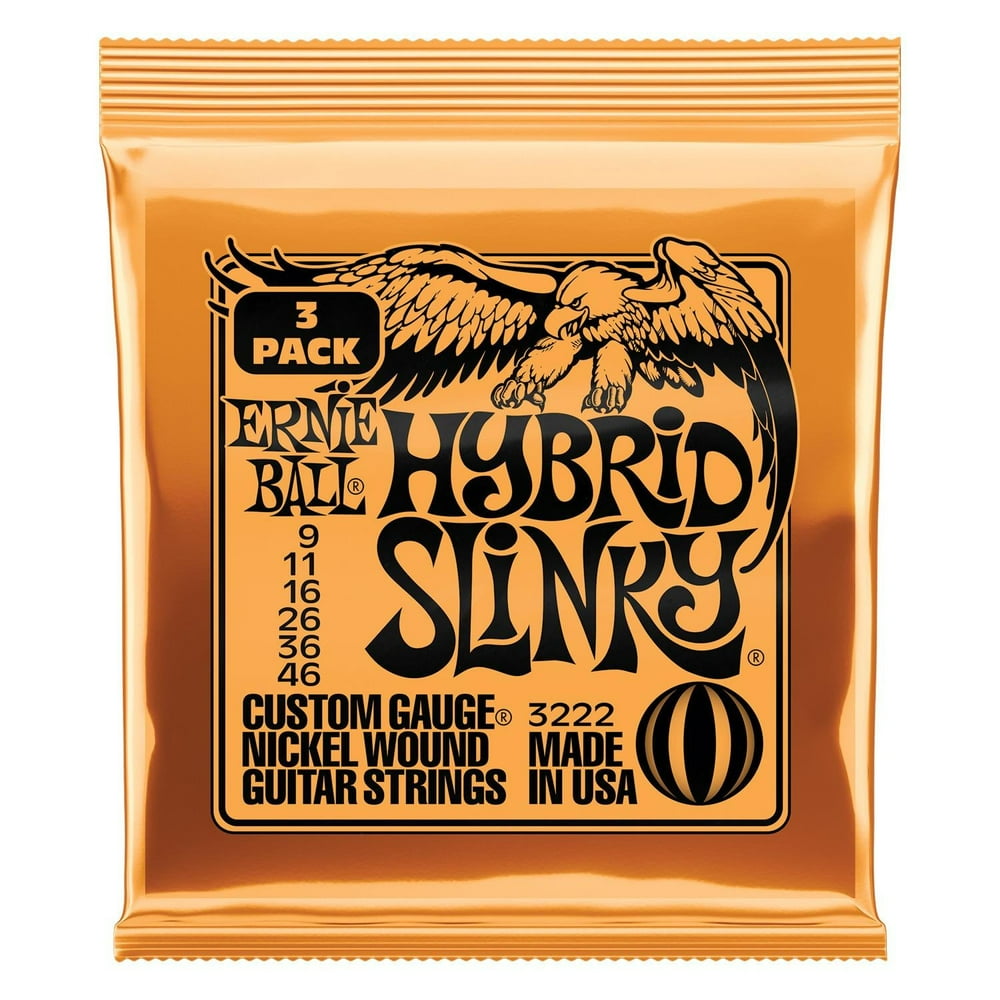 Ernie Ball Hybrid Slinky Nickel Wound Electric Guitar Strings, 3 Pack