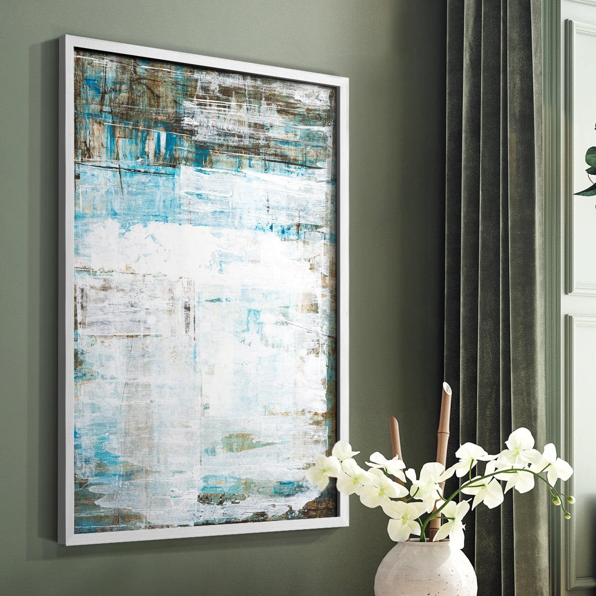 Beach Glass Framed Print in White Solid Wood Framed Print No Nail Hanging