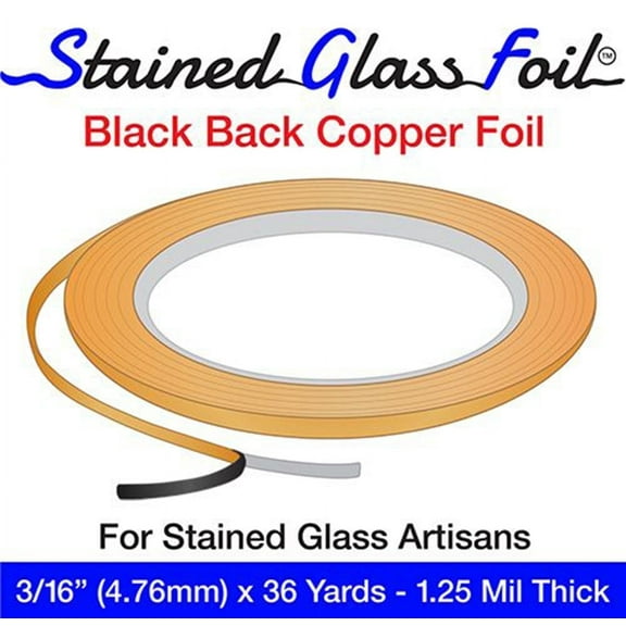 Stained Glass Foil 3/16"x 36Yds.Copper Foil Black Back Tape for Glass