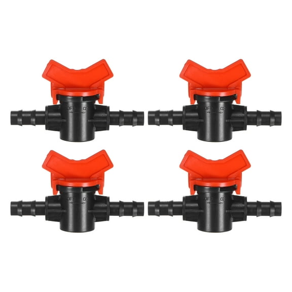 Uxcell 4-Pack Barbed Ball Valve, for 3/8 Inch Drip Tubing Plastic In-Line Ball Valve Shut-Off Switch