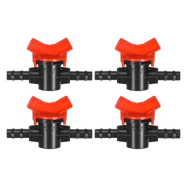Uxcell 4-Pack Válvula de Bola con Espiga, para Tubo de Goteo de 3/8 Pulgadas, Válvula de Bola de Plástico en Línea con Interruptor de Corte