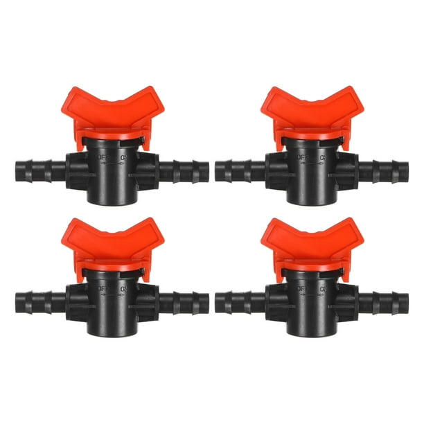 Uxcell 4-Pack Válvula de Bola con Espiga, para Tubo de Goteo de 3/8 Pulgadas, Válvula de Bola de Plástico en Línea con Interruptor de Corte