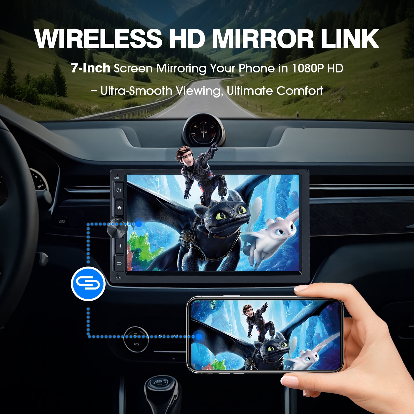 Haudio Single Knob Wireless Car Stereo Compatible with Apple