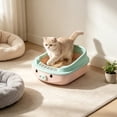 thumbnail image 4 of Semi-Enclosed Cat Litter Box with High Sides and Top Entry Lid, Covered Plastic Kitty Toilet with Scoop and Filter, Scatter-Reducing Pan for Indoor Cats, Kittens and Easy Daily Cleaning, Pink, 4 of 6