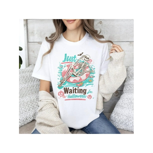 Just for Halloween Shirt, halloween summer shirt, Summer vibes shirt, Summer shirt, Spooky summer shirt, Skeleton summer shirt