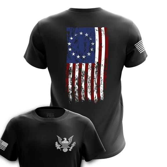 American Flag Patriotic Men’s T-Shirt, Lightweight Classic Fit Short Sleeve Shirt