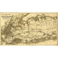 thumbnail image 2 of Vintage Maps 18x12 Gold Ornate Wood Framed with Double Matting Museum Art Print Titled - Central Rail Road Extension Company of Long Island 1873, 2 of 4