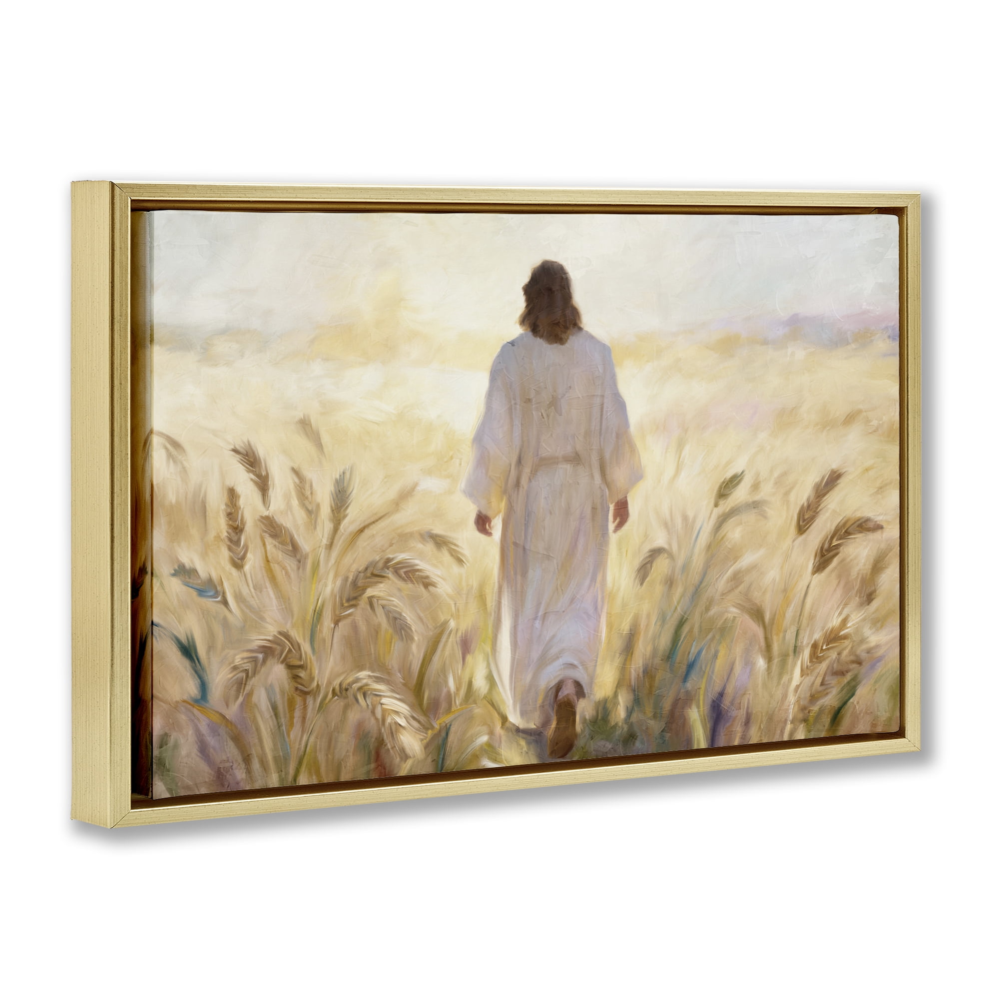 Stupell Industries In His Steps Walking Faithfully Gold Framed Floater Canvas Wall Art, design by Kim Allen