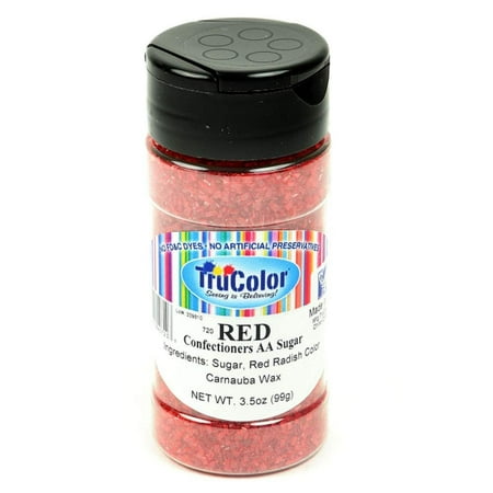 Trucolor Natural Color Confectioners AA Sanding Sugar Large Crystals - 3.5 Ounce Red