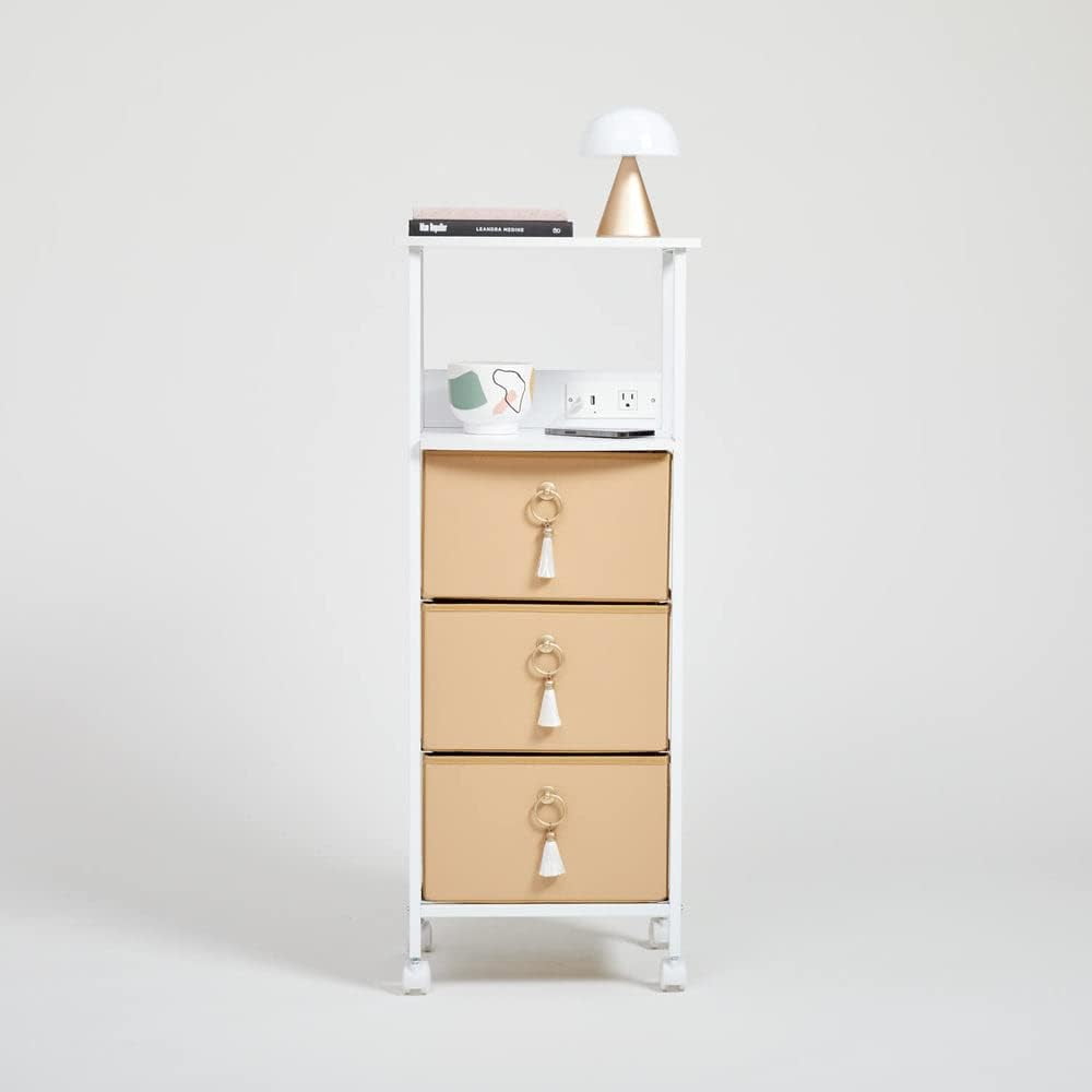 bafwm Drawers Organizer on Wheels with Charging Station and USB Ports