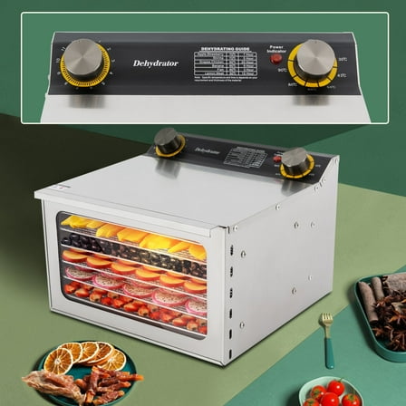6 Tier Food Drying Machine Stainless Steel Tray Dehydrator Adjustable for Jerky Herb Fruits
