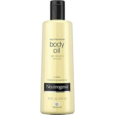 Neutrogena Body Oil Light Sesame Formula, Dry Skin Moisturizer & Hydrating Body Massage Oil, for Radiant & Healthy Looking Glow, Nourishing Bath Oil for Sheer Moisture, 8.5 fl. oz
