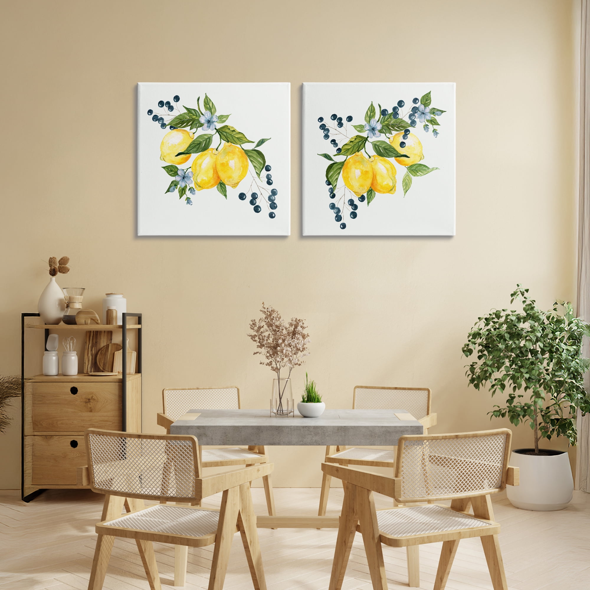 Stupell Industries Citrus & Berries Cluster 2 Piece Canvas Wall Art Set, design by Livi Finn