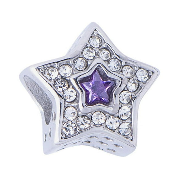 Charm para Pulsera LuckyLy, Dije de Estrella, Acero Inoxidable y Zirconia Cúbica, Modelo Twinkle plateado UNITALLA