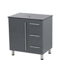 thumbnail image 3 of WindBay 30" Freestanding Bathroom Vanity, High Gloss Dark Grey. White Flat Stone Countertop, 3 of 4