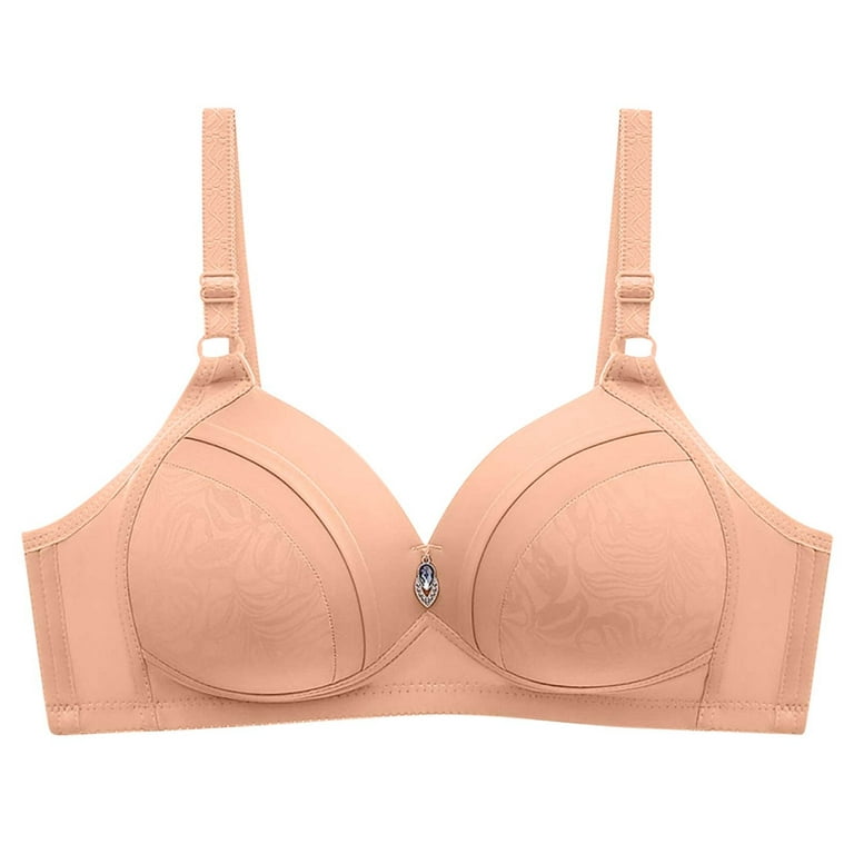 QLEICOM Everyday Bras for Women, Women's Comfort Lift Wirefree Bra Thin  Large Size Breathable Gathered Underwear Non-steel Bra Daily Brass No  Underwire Rose Gold Cup 40/90C 