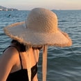 thumbnail image 2 of 56-58cm hat circumference female summer anti-ultraviolet big brimmed straw hat beach hat sunscreen sun hat, 2 of 6
