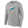 thumbnail image 2 of Men's Heather Gray Miami Dolphins Primary Team Logo Long Sleeve T-Shirt, 2 of 3
