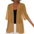 thumbnail image 4 of Fashion Women's Chiffon Kimono Cardigan Mid-Sleeve Open Front Design Breathable Sheer Cover Up for Beach Daily Wear Khaki XXL, 4 of 7